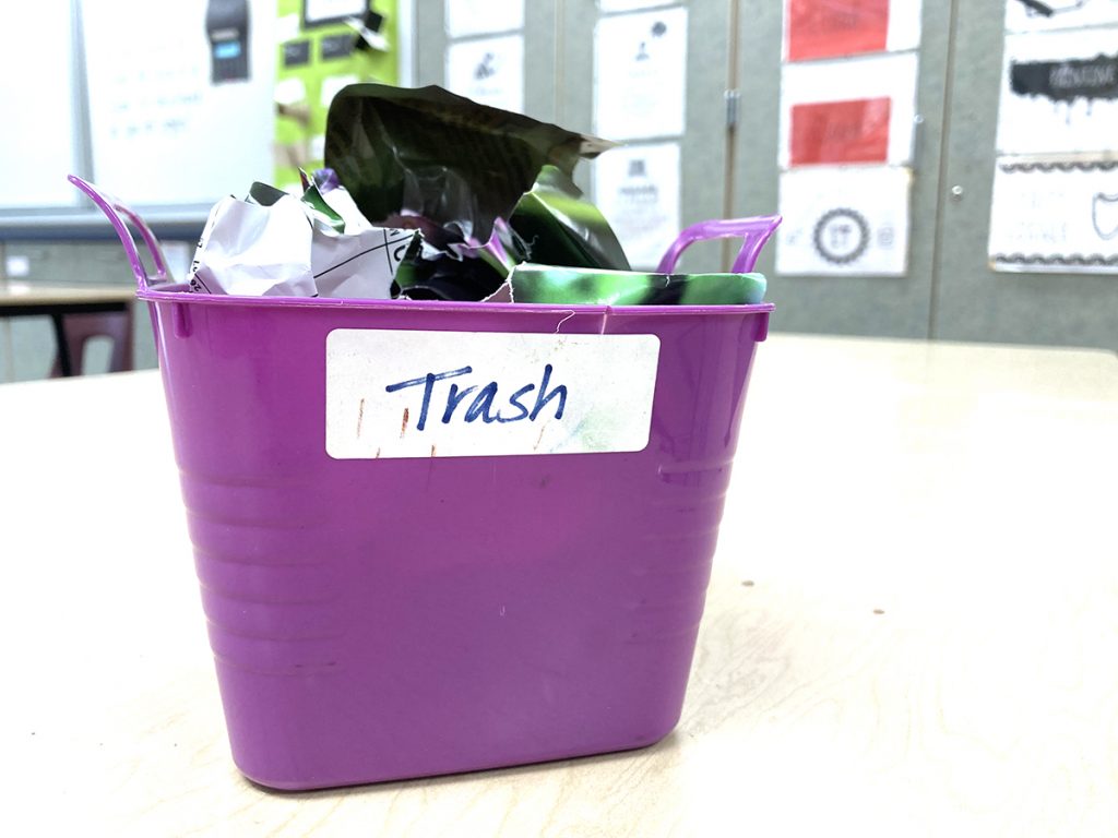 tabletop trash bin