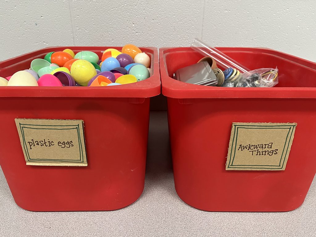 boxes of eggs and things