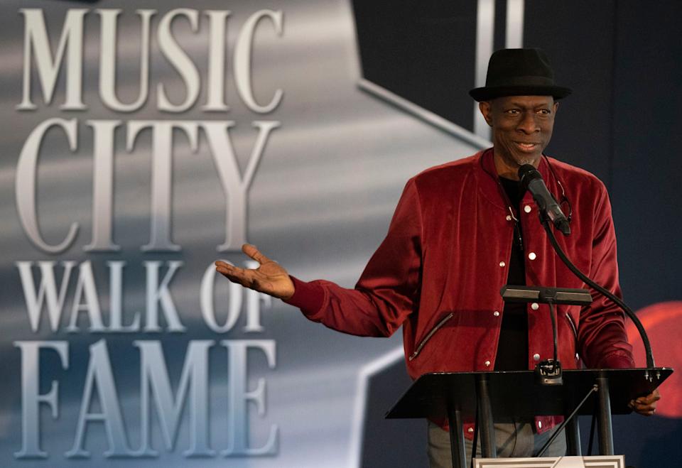 Keb' Mo' addresses the audience during the Music City Walk of Fame Induction Ceremony at Walk of Fame Park Tuesday, April 5, 2025 in Nashville, Tenn.
