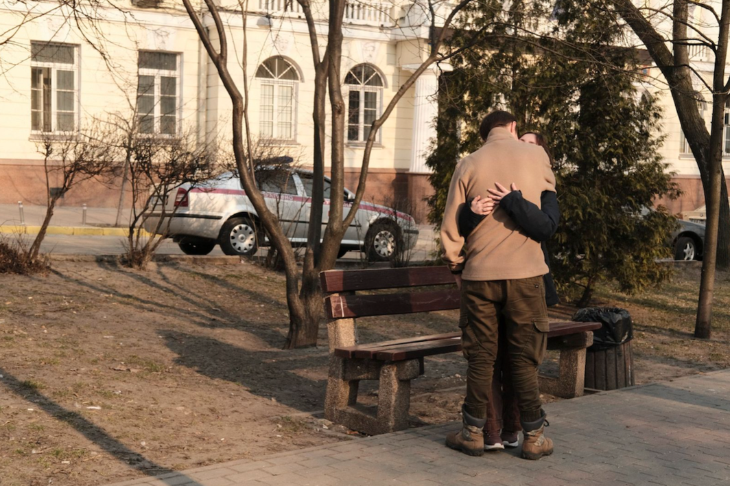 There were few pedestrians on the streets in my neighborhood today, but the ones I did see were spreading warmth. Time and again I watched people hug each other.
