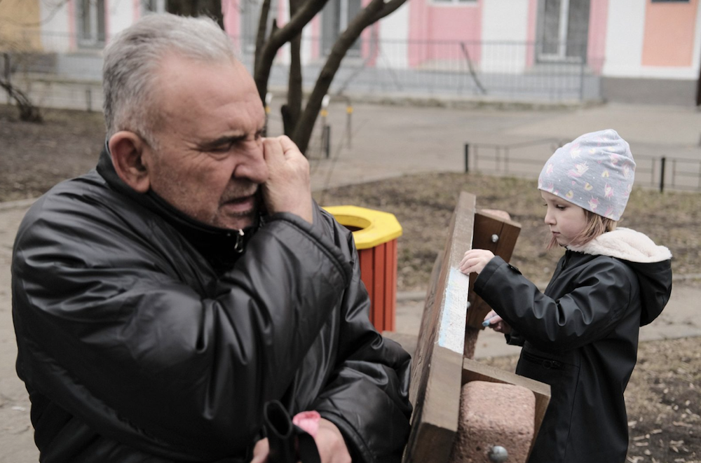 I met an elderly man and his granddaughter. The girl, who was about six years old, told me in a serious voice, “For two weeks we lived in the basement! We were twenty-one adults and seven children.”
