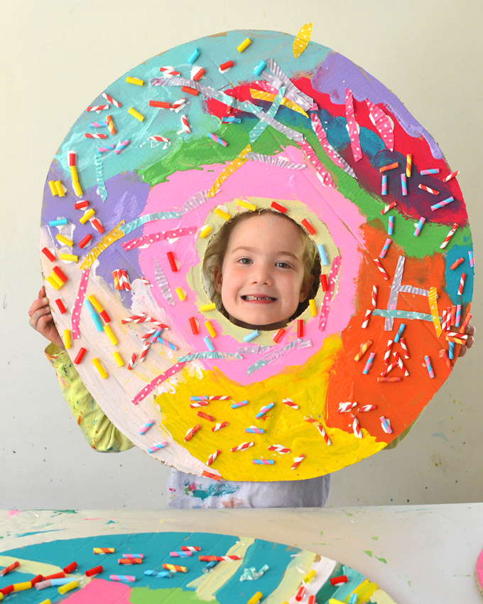 Make giant donuts from cardboard.