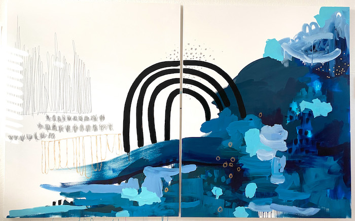 acrylic and pencil on canvas artist Sara Schroeder | on Art Biz Success